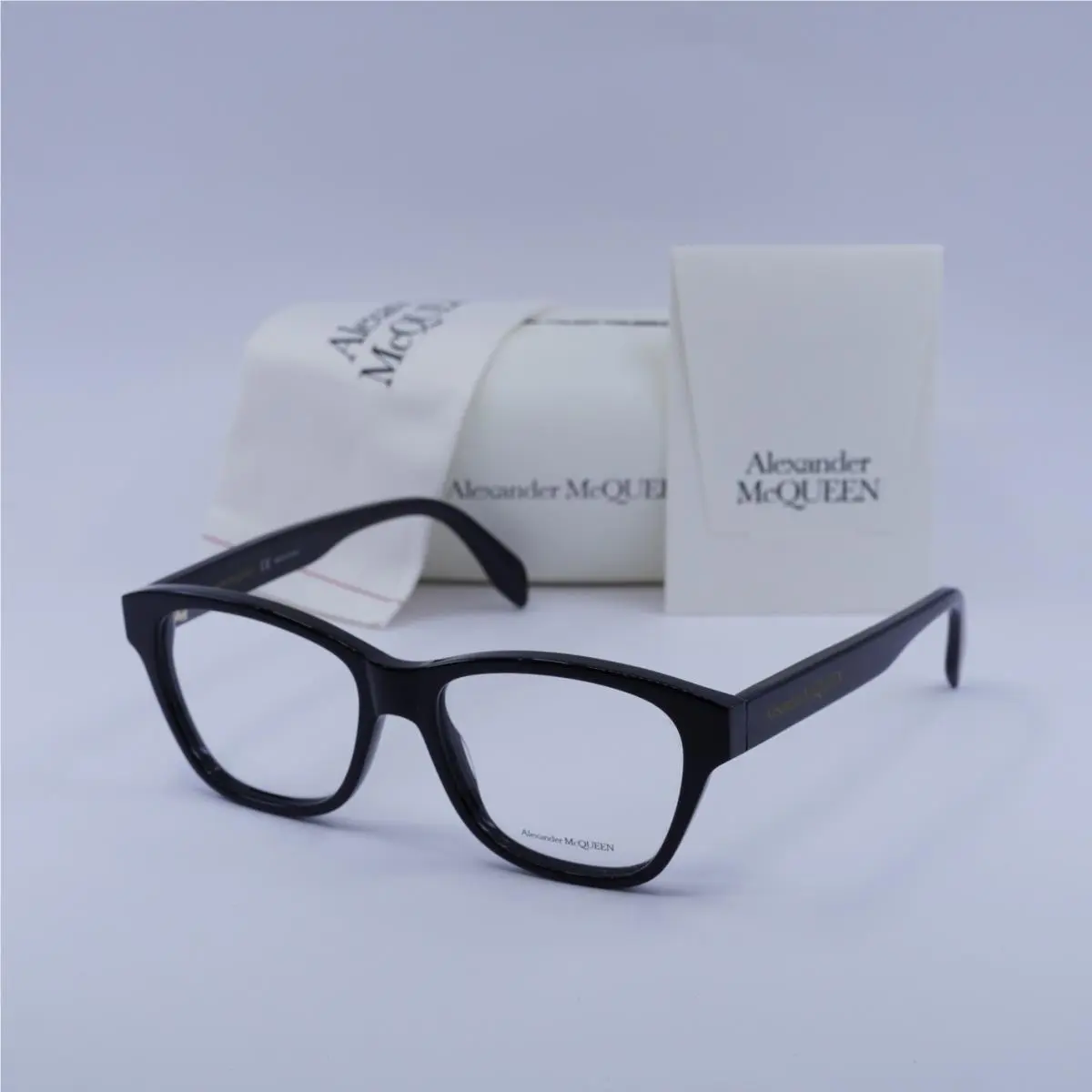 Alexander Mcqueen AM0306O 001 Shiny Black 52mm Eyeglasses by Alexander McQueen