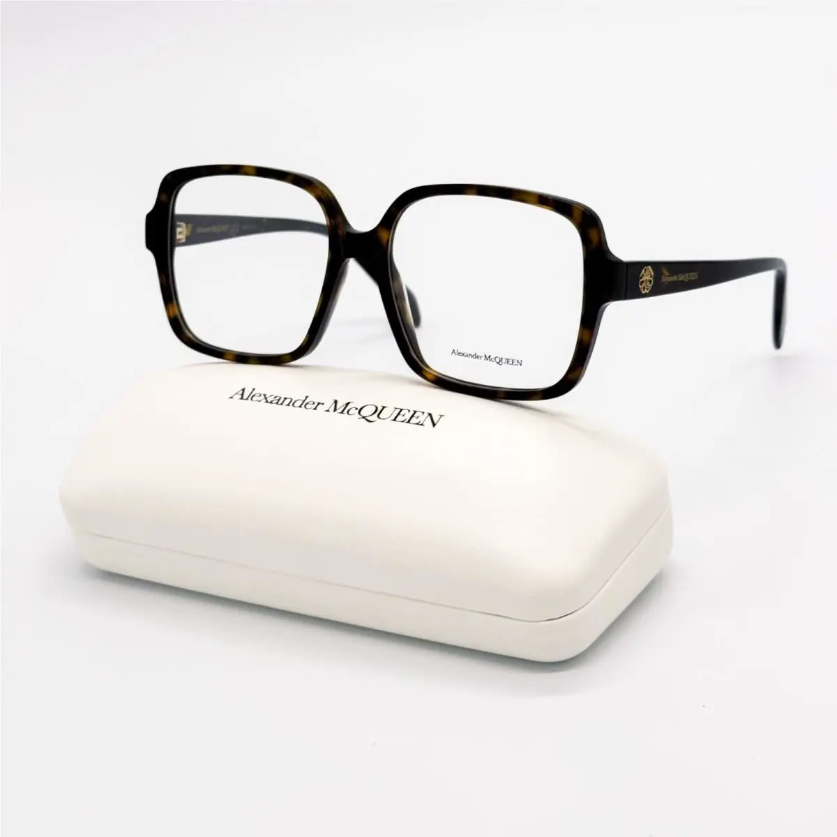 Alexander Mcqueen Eyeglasses AM0286O 002 Square Havana Women Eyewear