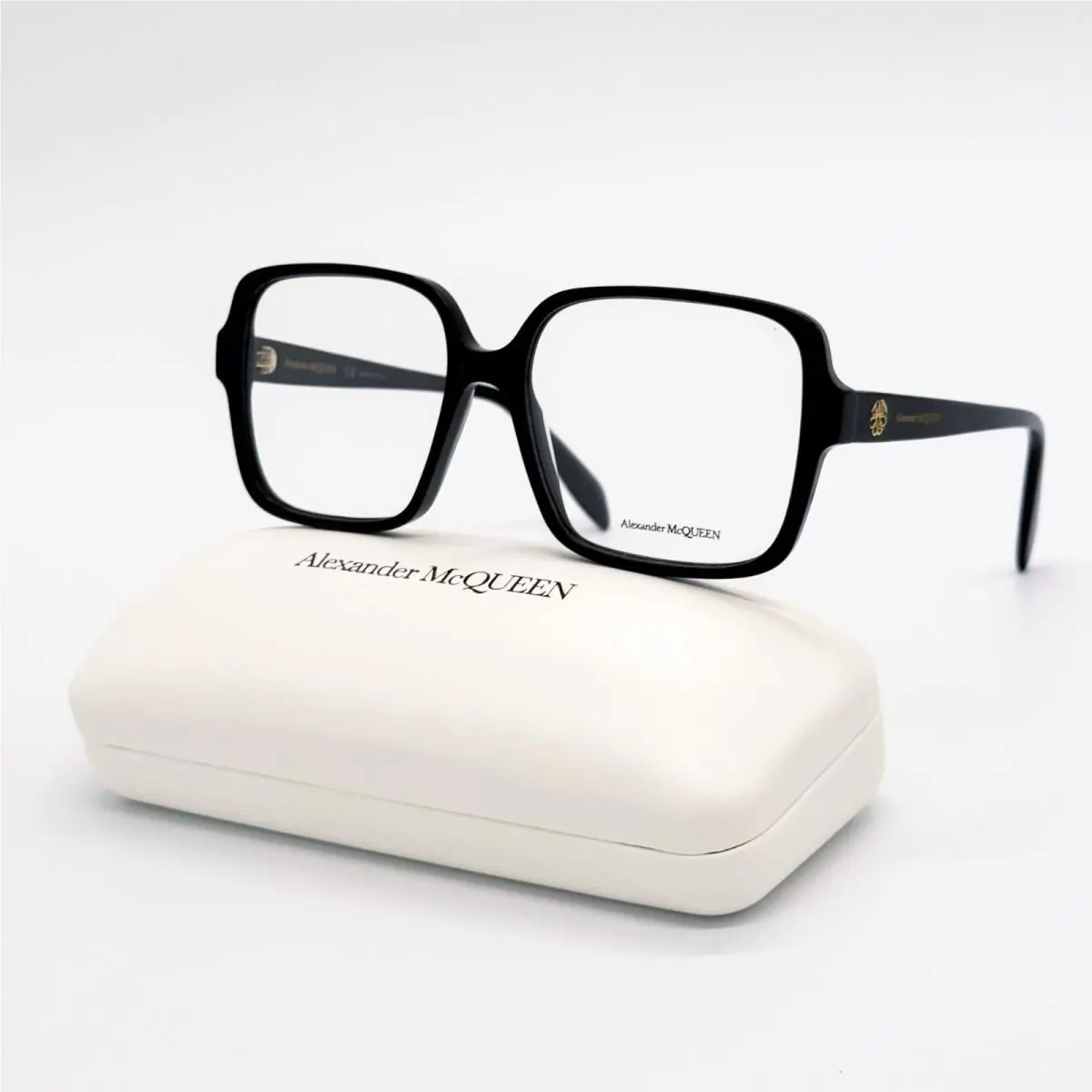 Alexander Mcqueen Eyeglasses AM0286O 001 Square Black Women Eyewear