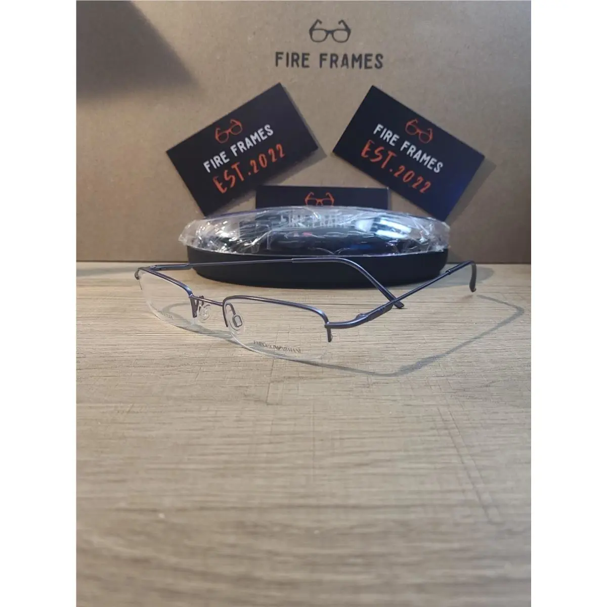 Emporio Armani EA9107 XR2 Gray Stainless Steel Semi Rim Eyeglasses 49-18-135