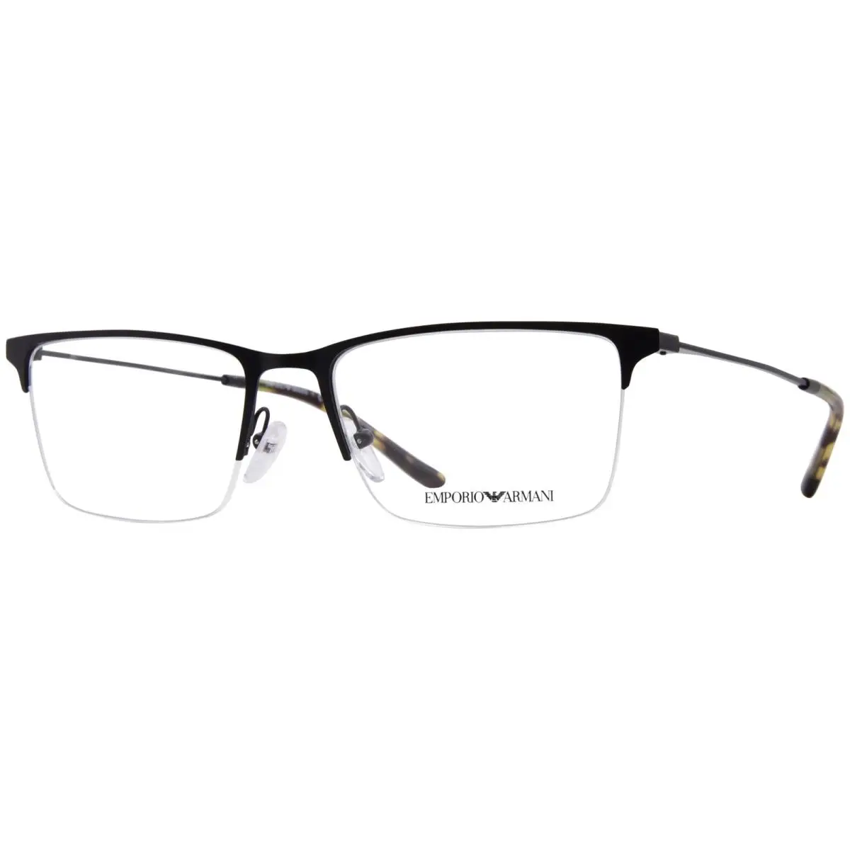 EA1171 3001 Eyeglasses Men`s Black Semi Rim Rectangle Shape 55mm by Emporio Armani