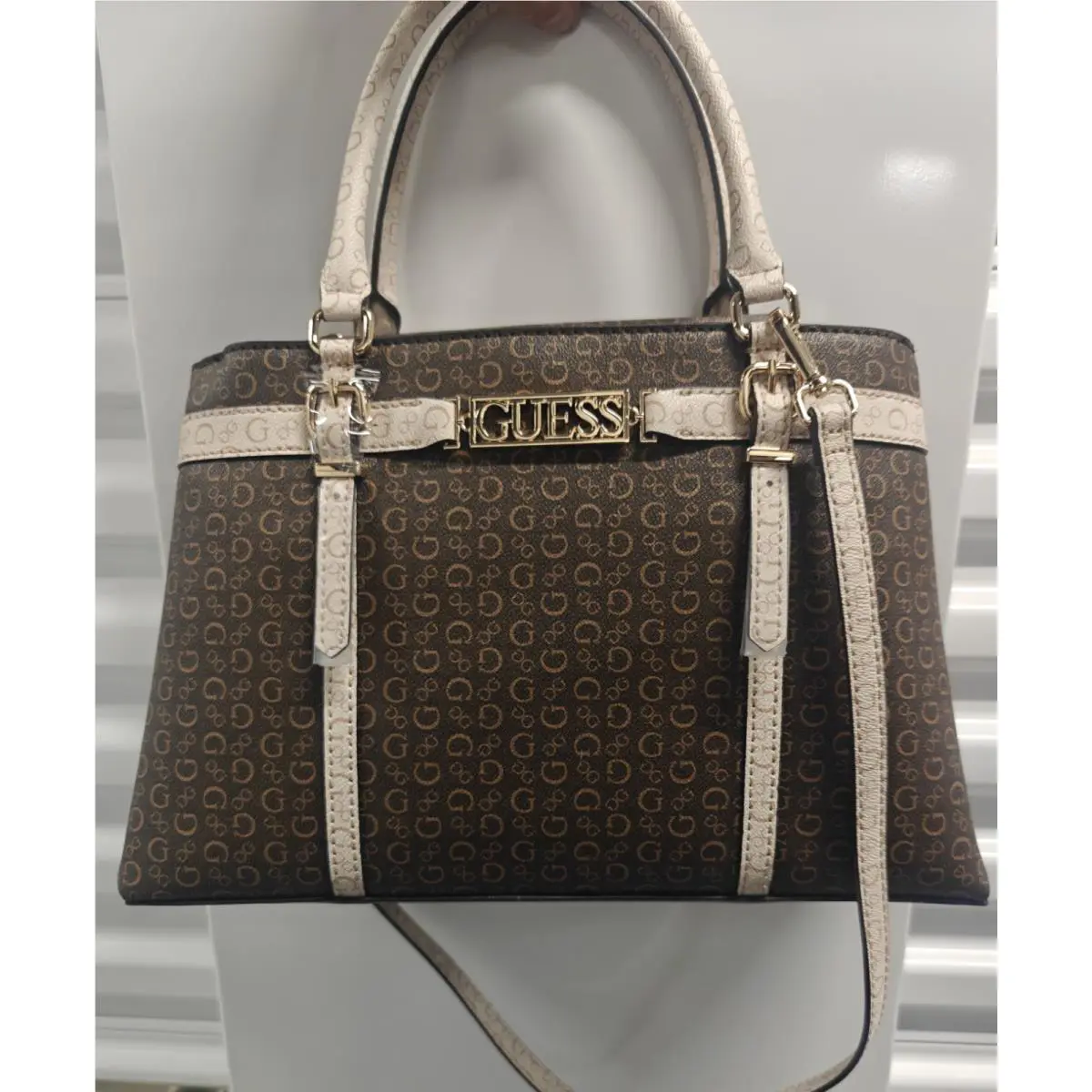 Guess Monogram Brown Multi Bag Perrez