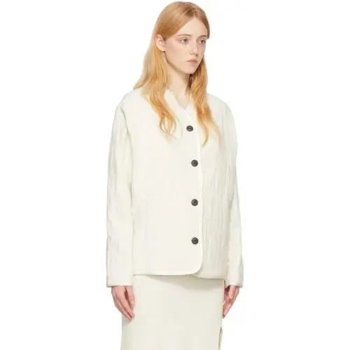 Rag Bone Jacket Womens XS Ivory Quilted Cotton Button Front Stand Collar