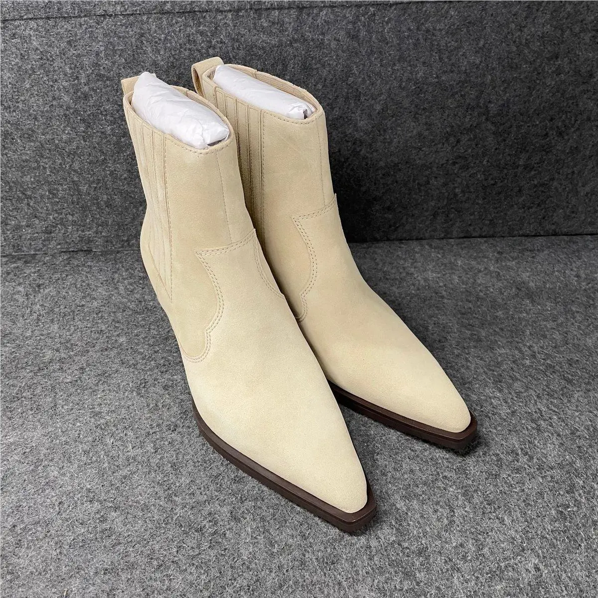 Rag Bone 70MM Dart Western Boot Women`s Size US 8 Macadamia Suede
