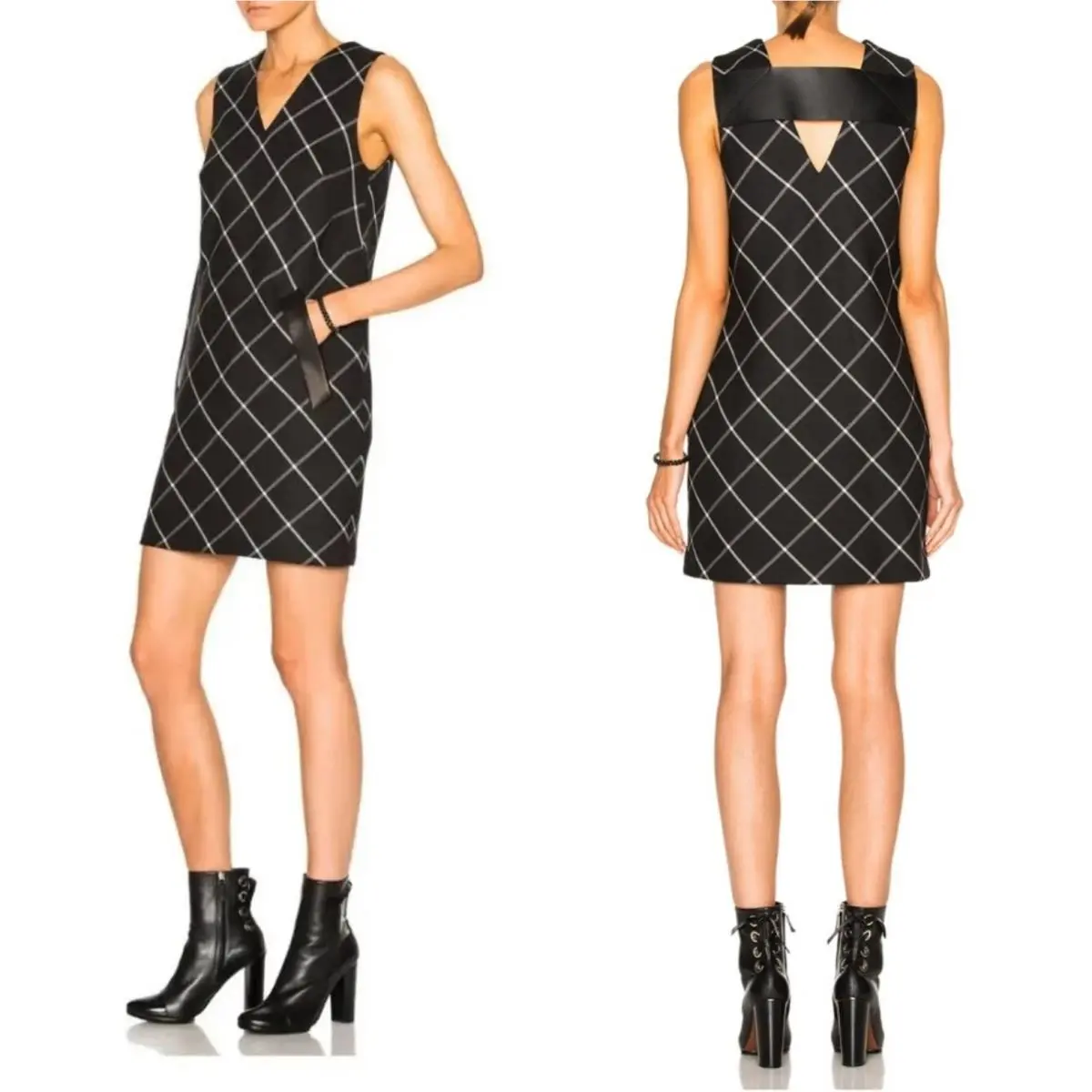 Rag Bone Phoebe Wool Blend Vest Dress Lamb Leather Details Size 6 M