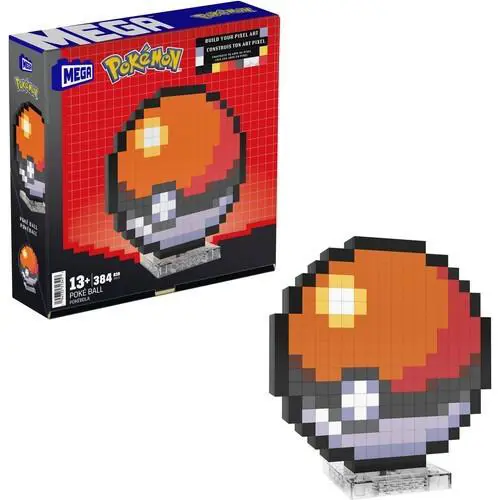 WB Mega Bloks -pokemon Classic Poke Ball Pixel Art 342 Piece Building Toy Set
