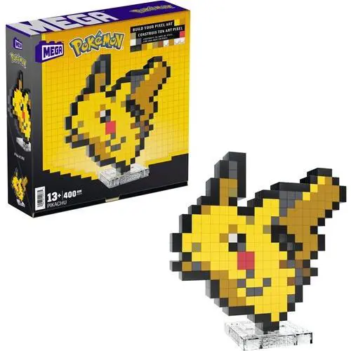 WB Mega Bloks - Pokemon Pikachu Pixel Art 400 Piece Building Toy Set