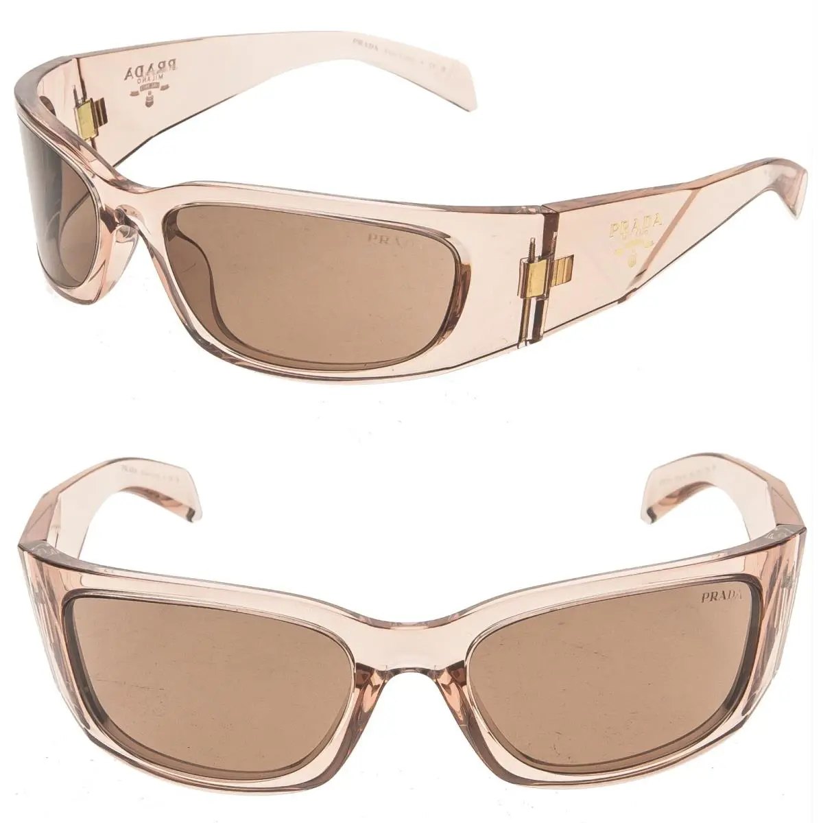 Prada Symbole Crystal Pink Bold Wrap Triangle PRA14S A14 Fashion Sunglasses