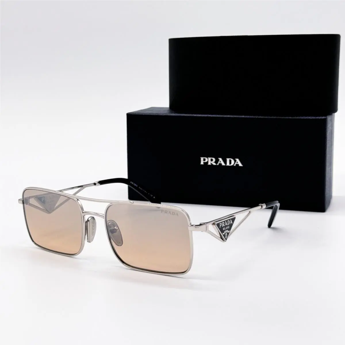 Prada Spr A52 1BC8J1 Silver Grey Square PRA52S 1BC8J1 Unisex Sunglasses