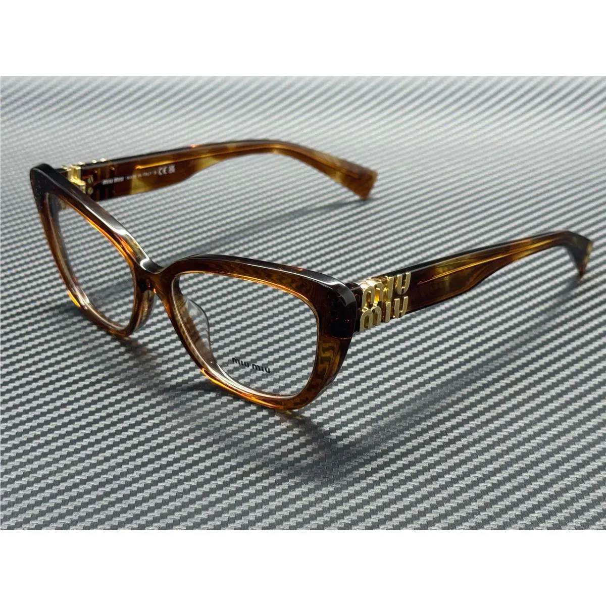 Miu Miu MU 06VV 11Q1O1 Striped Tobacco Women`s 55 mm Eyeglasses