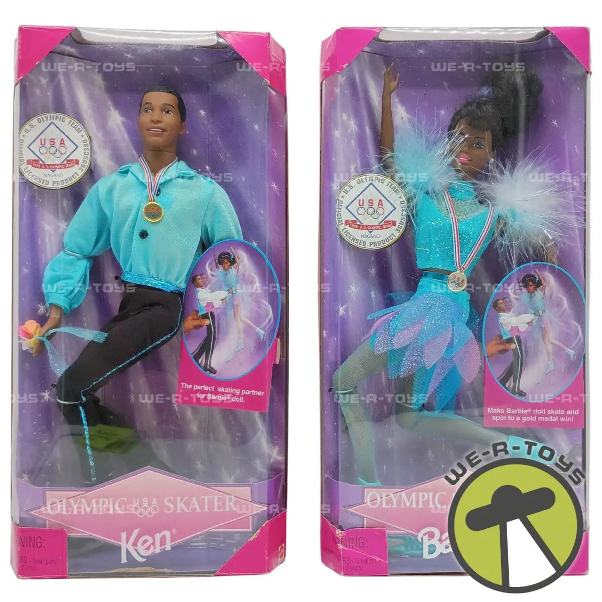 Barbie Ken Olympic Usa Skater Pair of Dolls African American Mattel 1997