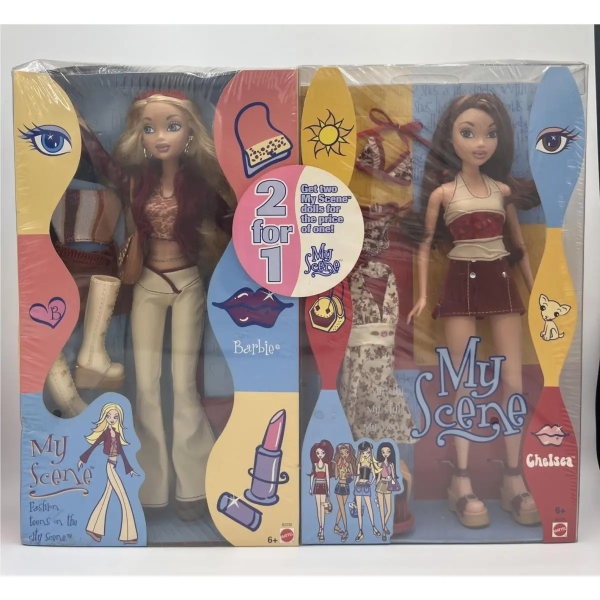 2002 My Scene Barbie Chelsea Mattel 2 For 1 Fashion Teen Dolls
