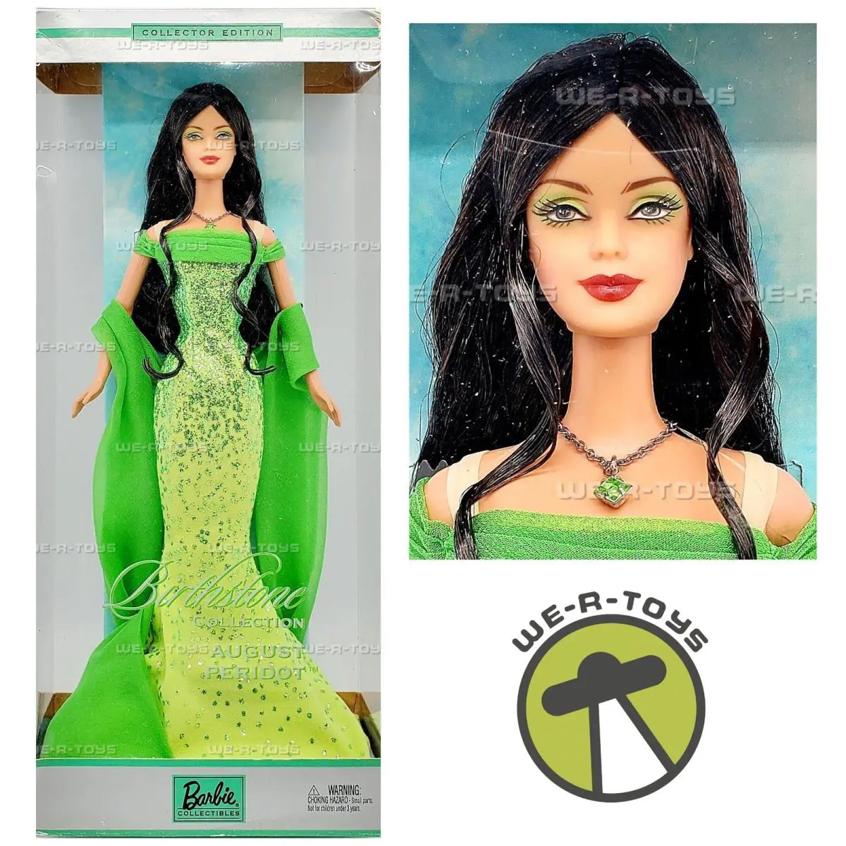 Barbie Birthstone Collection August Peridot Brunette Doll 2002 Mattel B3416