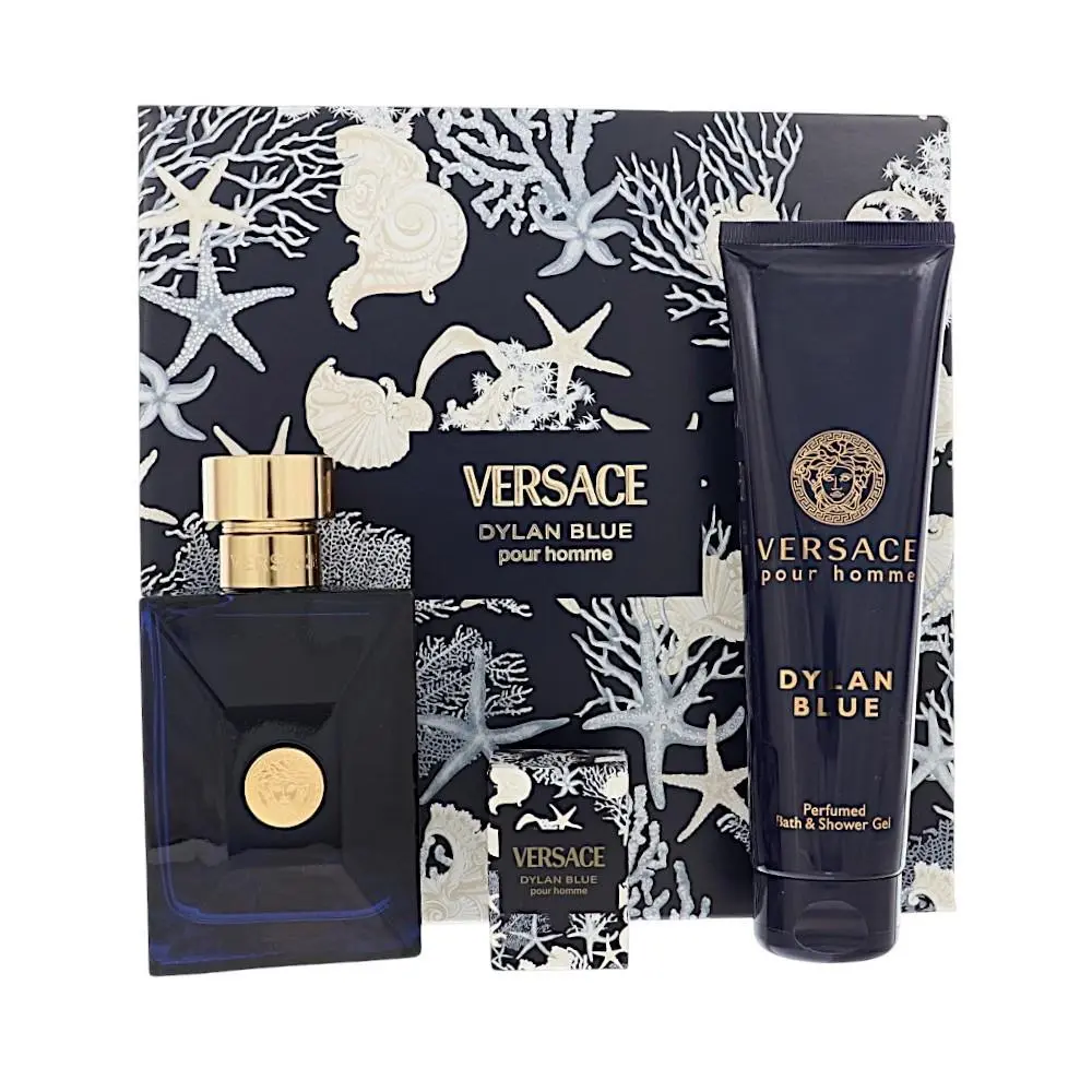 Versace Dylan Blue by Versace Gift Set For Men 3 Piece Set For Men: 3.4 Oz Eau