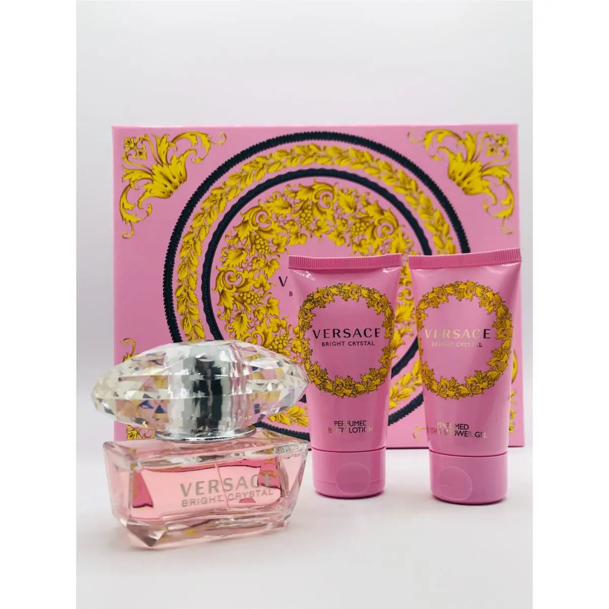 Versace Bright Crystal Women 3pc Set Perfume Spray 1.7 oz Lotion Shower Gel