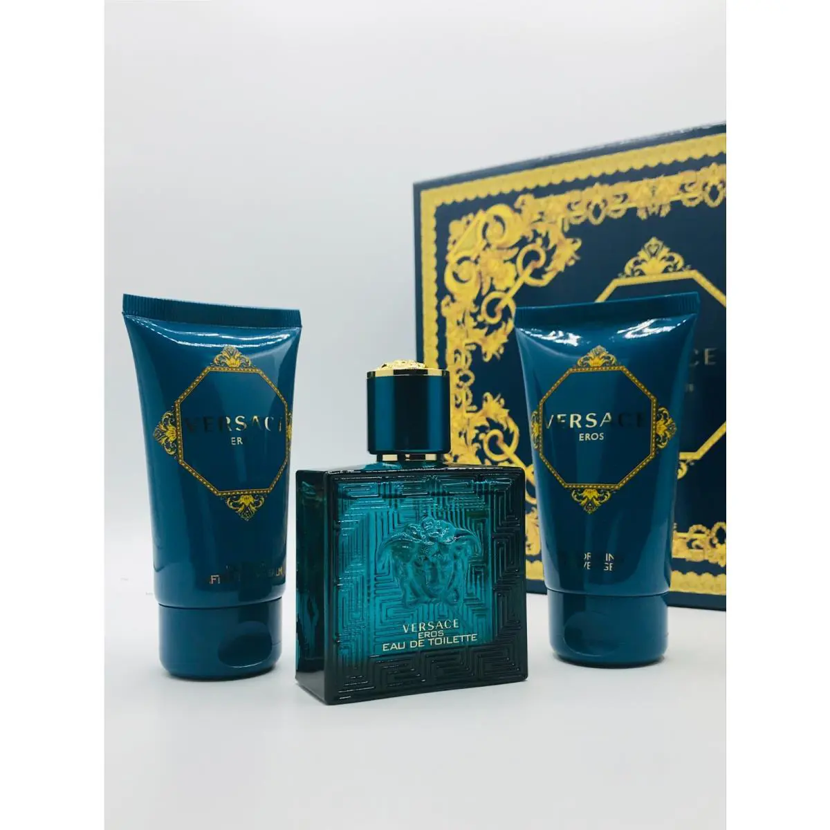Versace Eros Men 3pc Set Cologne Spray 1.7 oz After Shave and Shower Gel 1.7