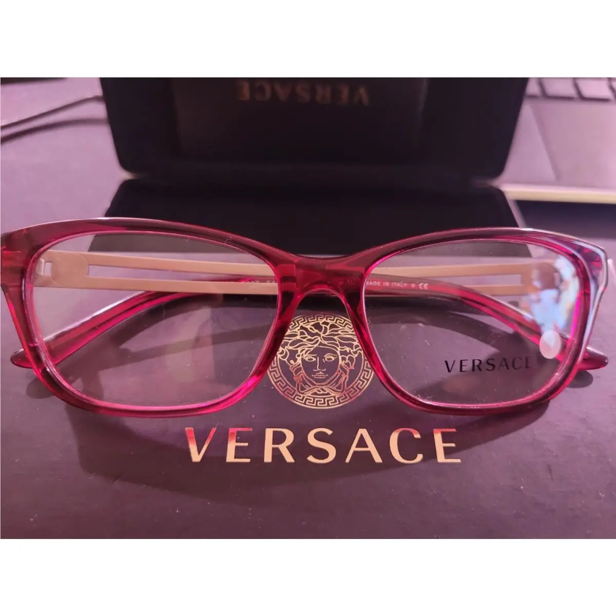 Versace Eyeglasses MOD.3220 5097 Pink/gold Cat Eye Frame Italy 54 16 140
