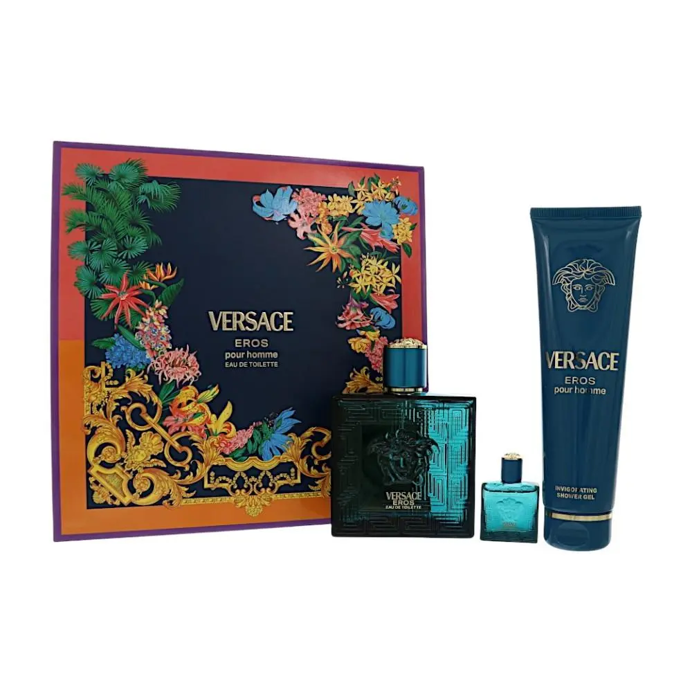 Versace Eros by Versace Gift Set For Men 3 Pc Gift Set-3.4Oz Edt Spray 0.17Oz