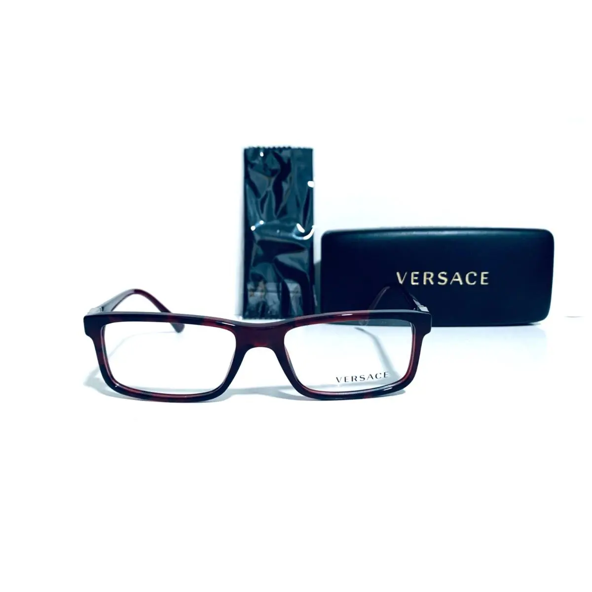 Versace Mod 3171 989 Red Havana Rectangle RX Eyeglasses 53-17-140 MM Italy VE317