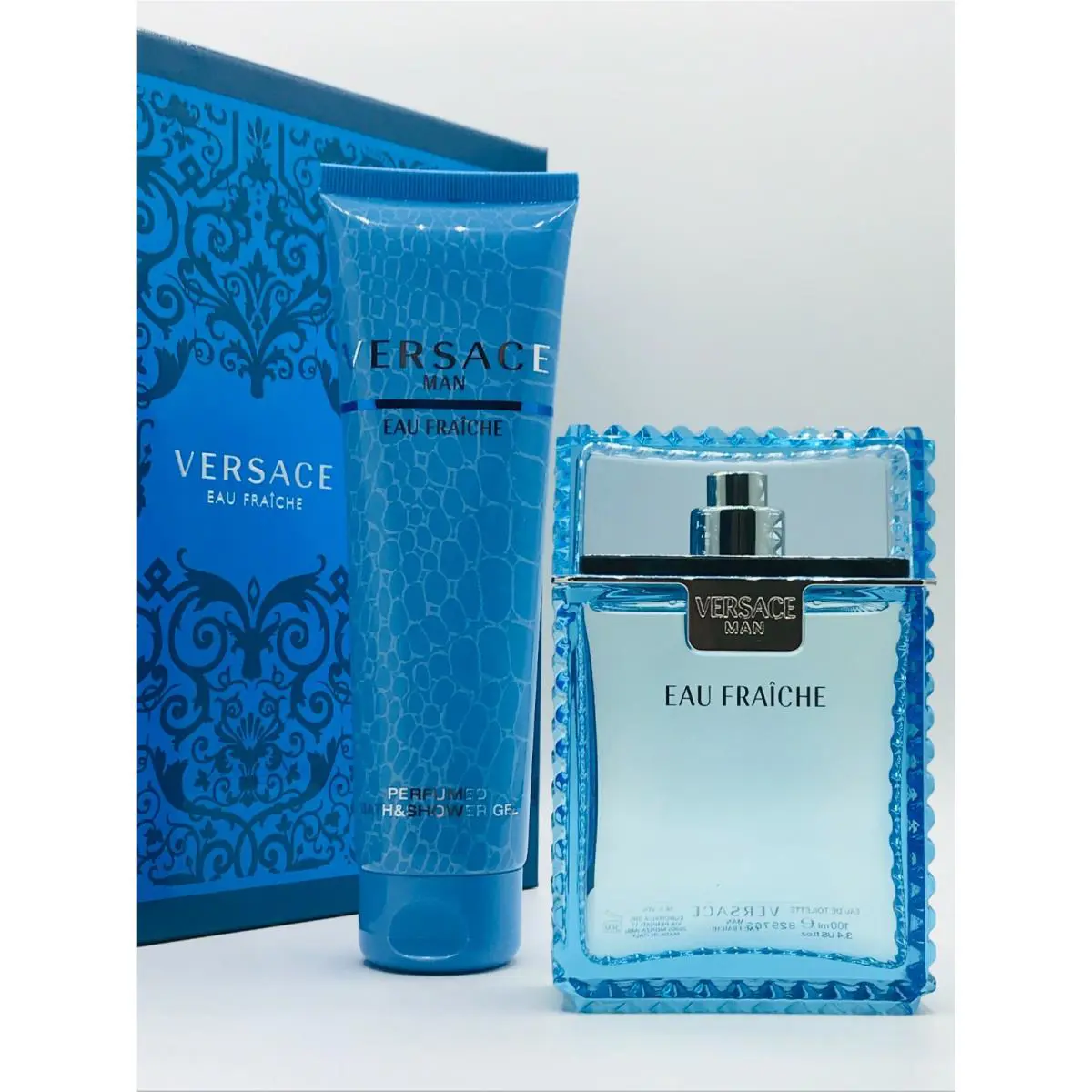 Versace Eau Fraiche Men 2pc Set Cologne Spray 3.4 oz and Shower Gel 5.0 oz