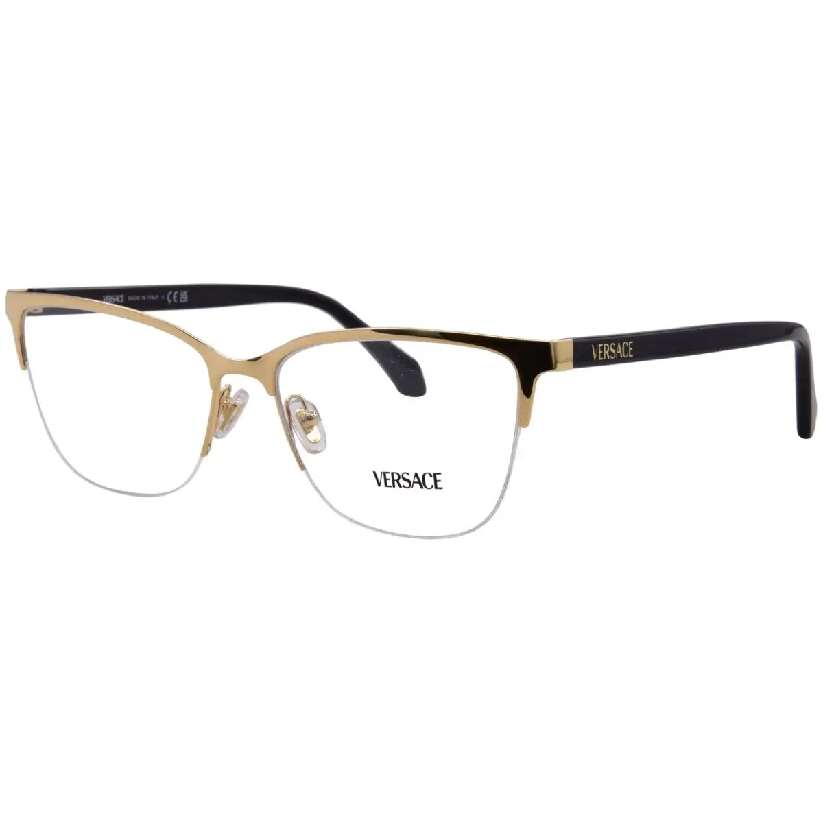 VE1304 1002 Eyeglasses Frame Women`s Gold Semi Rim Cat Eye 54-mm by Versace