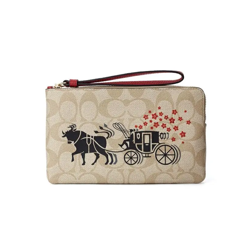 Coach Signature Coated Canvas Lunar Year Ox Wristlet Pouch Wallet C2259