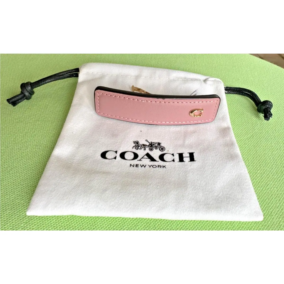 Coach Signature Leather Barrette:nwt Blush CV162
