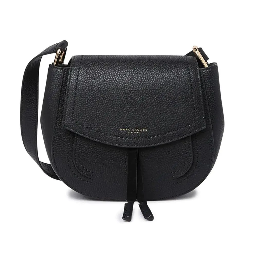 Marc Jacobs Maverick Saddle Pebbled Leather Crossbody Black