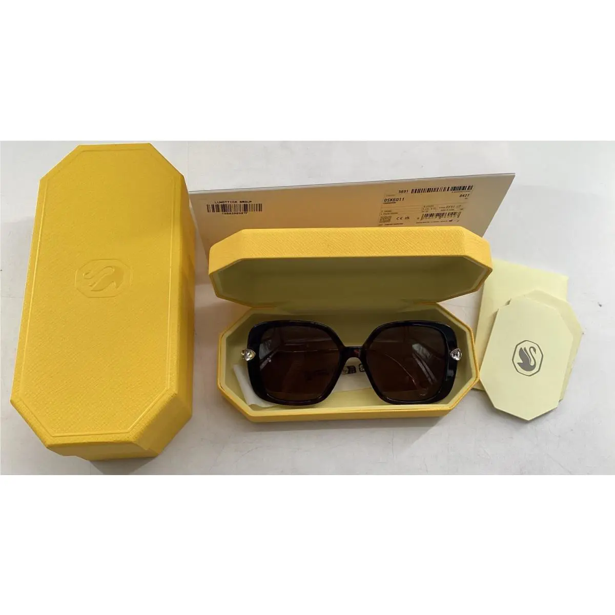 Swarovski SK6011 Sunglasses Havana Polarized Brown Lens Crystals F1D Cmk