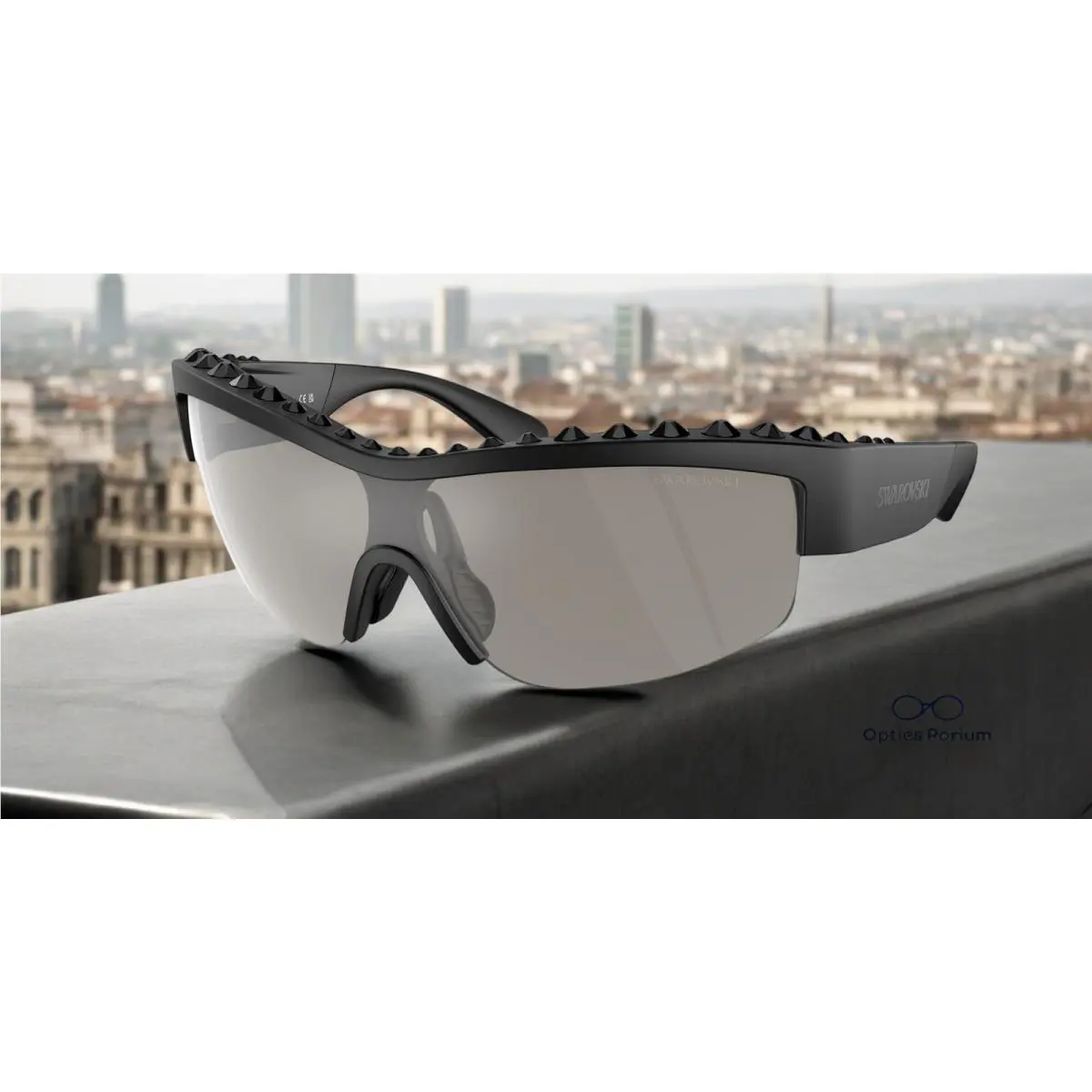 Swarovski SK6014 10016G Matte Black Grey Mirror Silver 38 mm Women`s Sunglasses