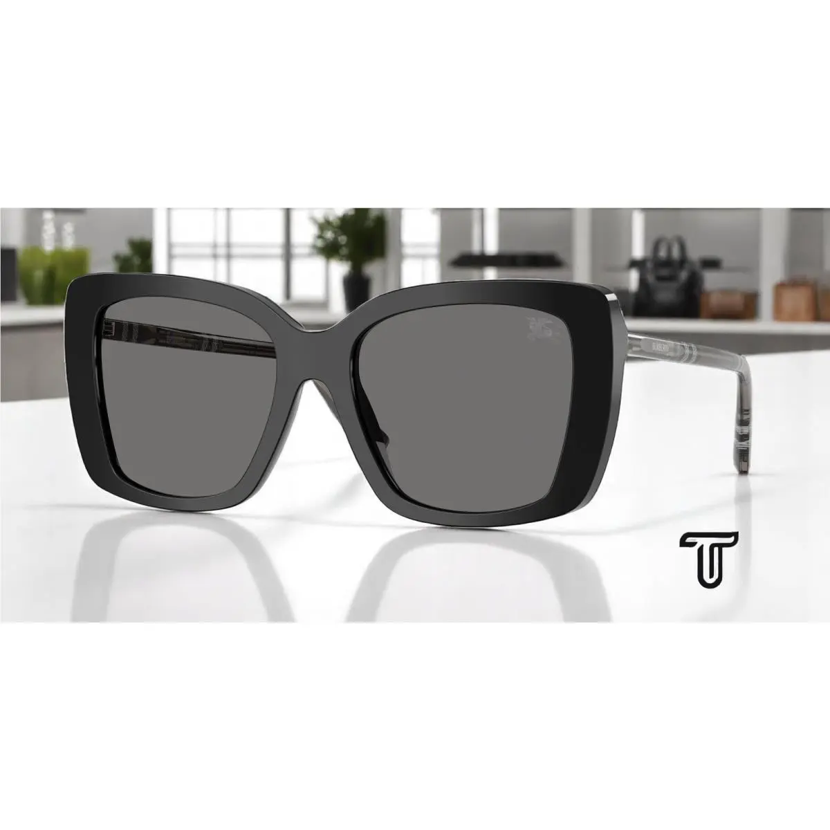 Burberry BE4456 416581 Black Dark Grey Polar Polarized 54 mm Women`s Sunglasses
