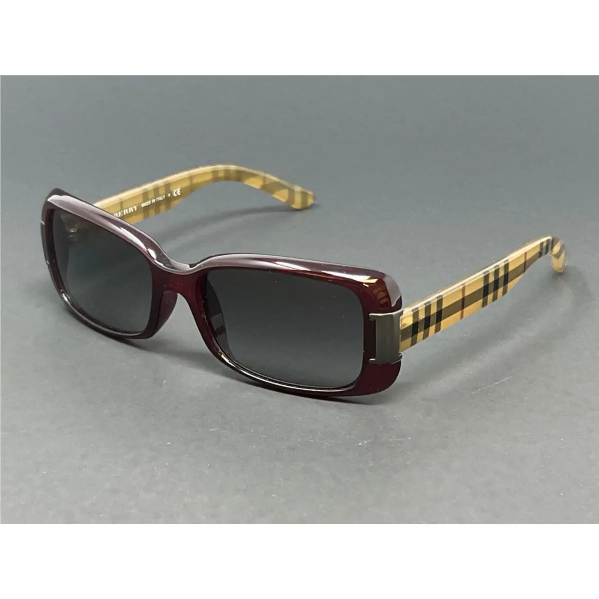 Burberry BE4087-301411 Red Check 54mm Rectangle Plastic Women`s Sunglasses Italy