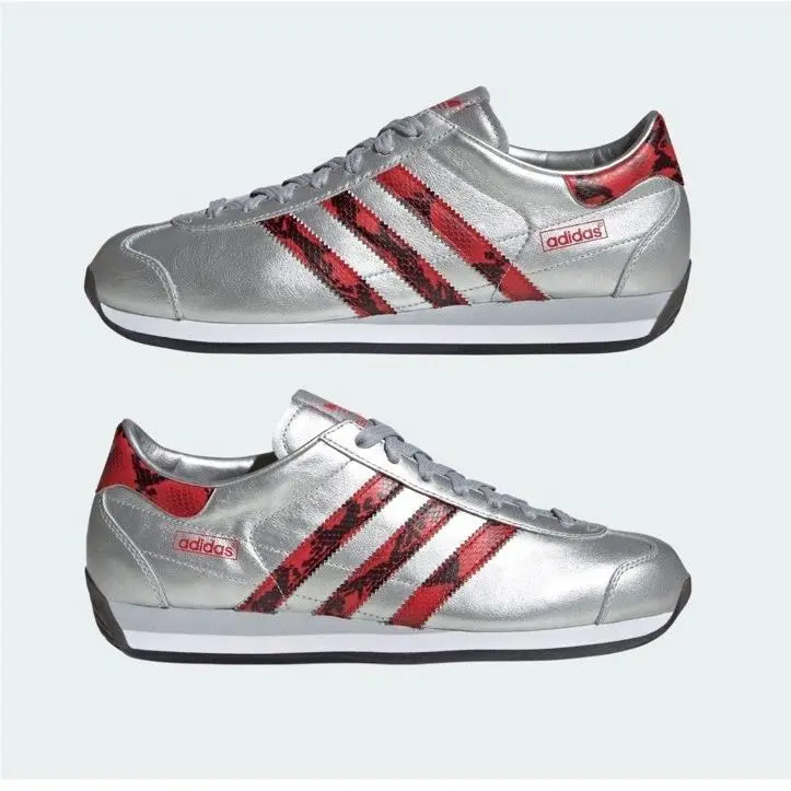 Size 9 - Adidas Country Japan Snakeskin Pack - Silver Metallic Scarlet