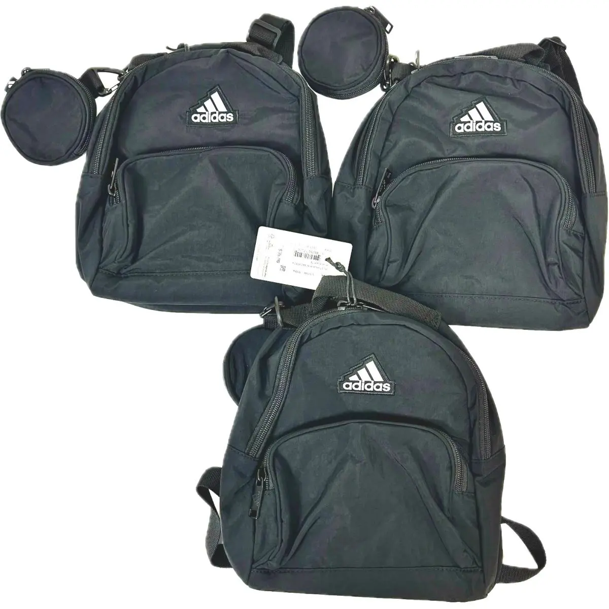 Lot of 3Adidas Must Have Mini Backpack Coin Bag Set Black White Travel B20