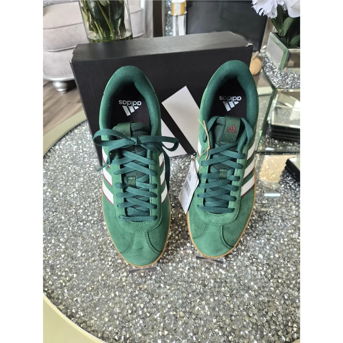 Size 9.5 - Adidas VL Court 3.0 Dark Green White
