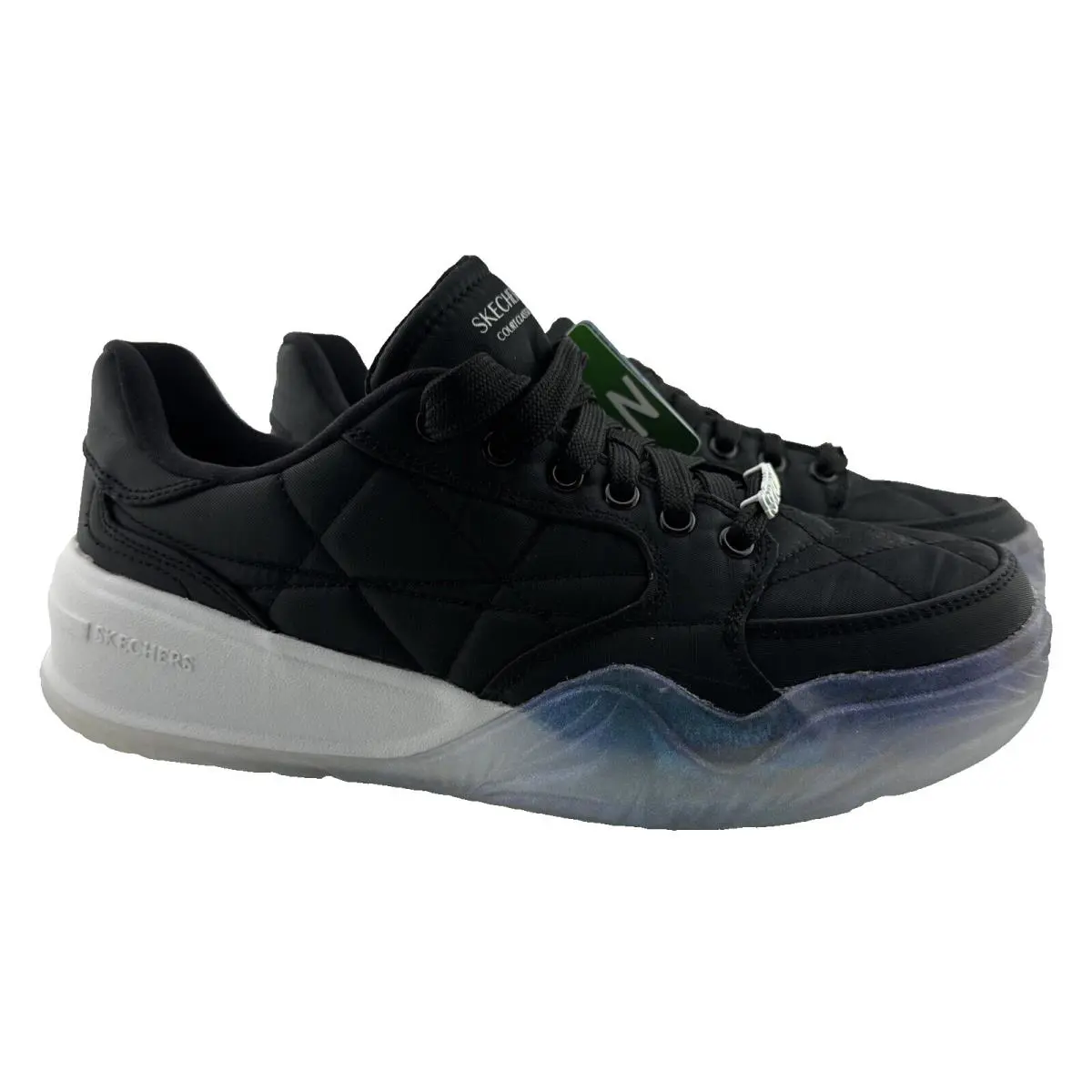 Skechers Denali Subtle Spark Women`s Sneakers Black/whitevegan 185021 Size 7.5 - Black