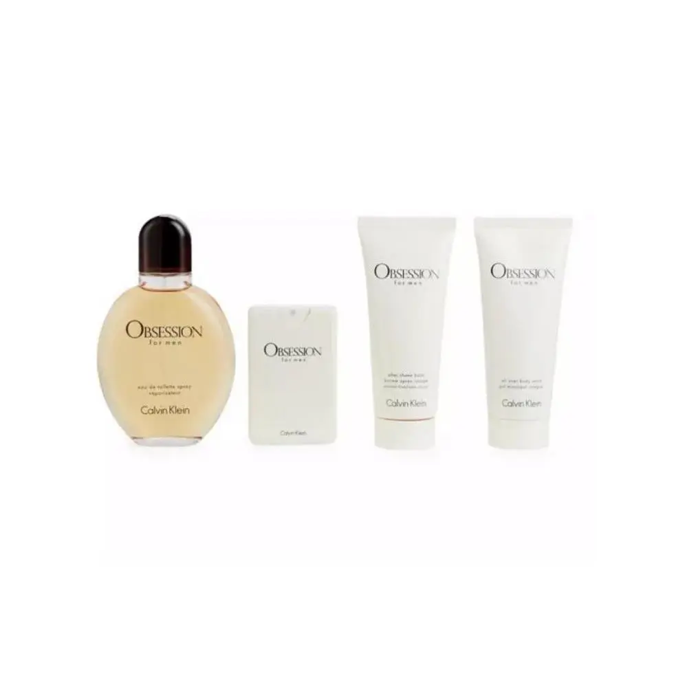 Calvin Klein Obsession 4pc Gift Set For Men 4.2+0.67oz Edt+3.4 A/S+3.4 S/g