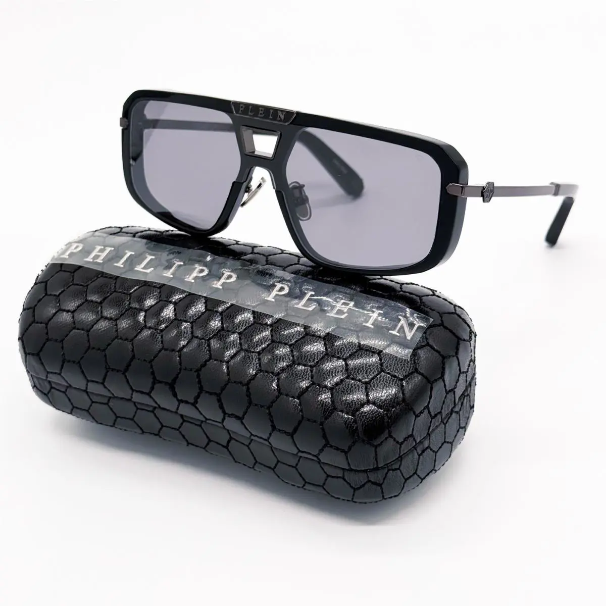 Philipp Plein Sunglasses SPP008M 700X Shield Black Men Eyewear Philipp Plei