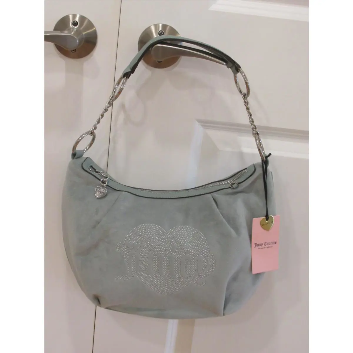Juicy Couture Queen Hobo Bag Purse Velour Sage Green