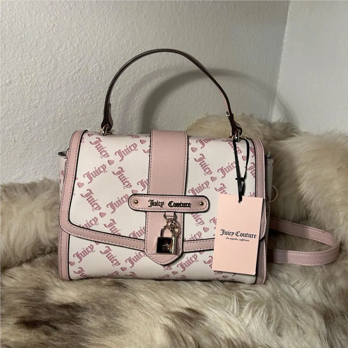 Juicy Couture Locked In Flap Satchel / Crossbody - Crystal Dusty Blush