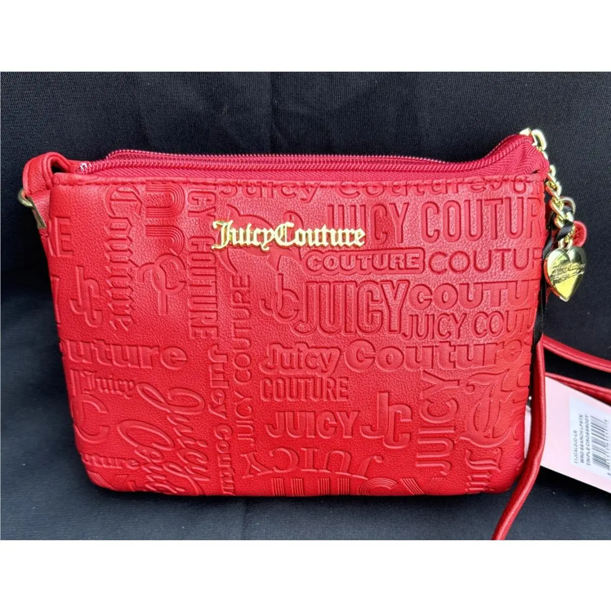 Juicy Couture Crossbody Purse Bag Lipstick Red Wordplay Logo Zipped