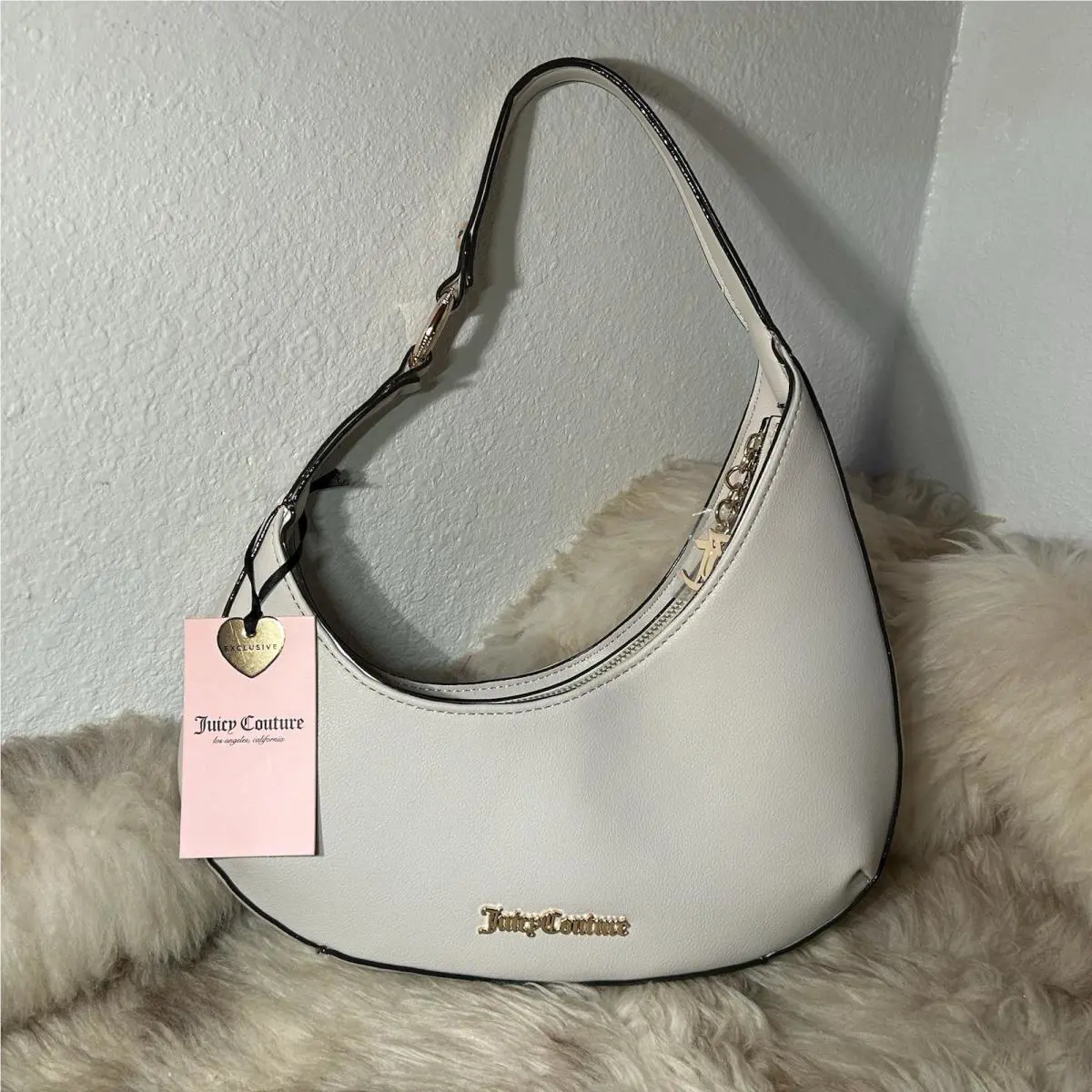 Juicy Couture Drama Queen Hobo Shoulder Bag - Crystal Winter White