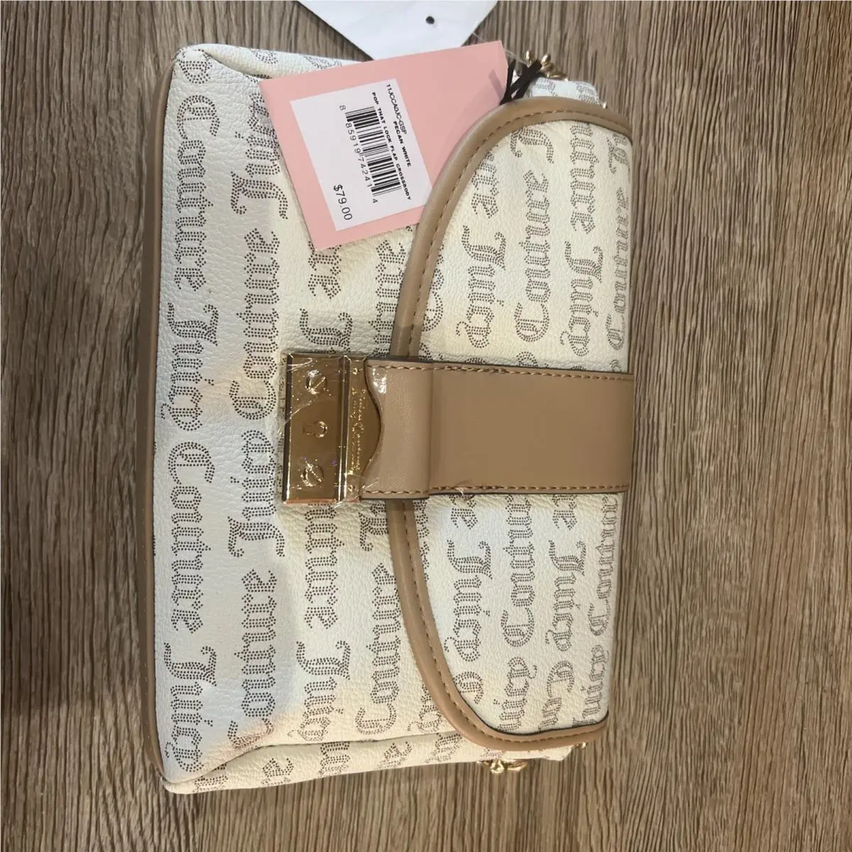 Juicy Couture Bag Pop That Lock Flap Crossbody- Pecan White