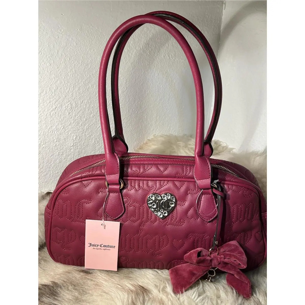 Juicy Couture Lovely Girl Satchel - Plum Berry - Quilted Hearts Logo