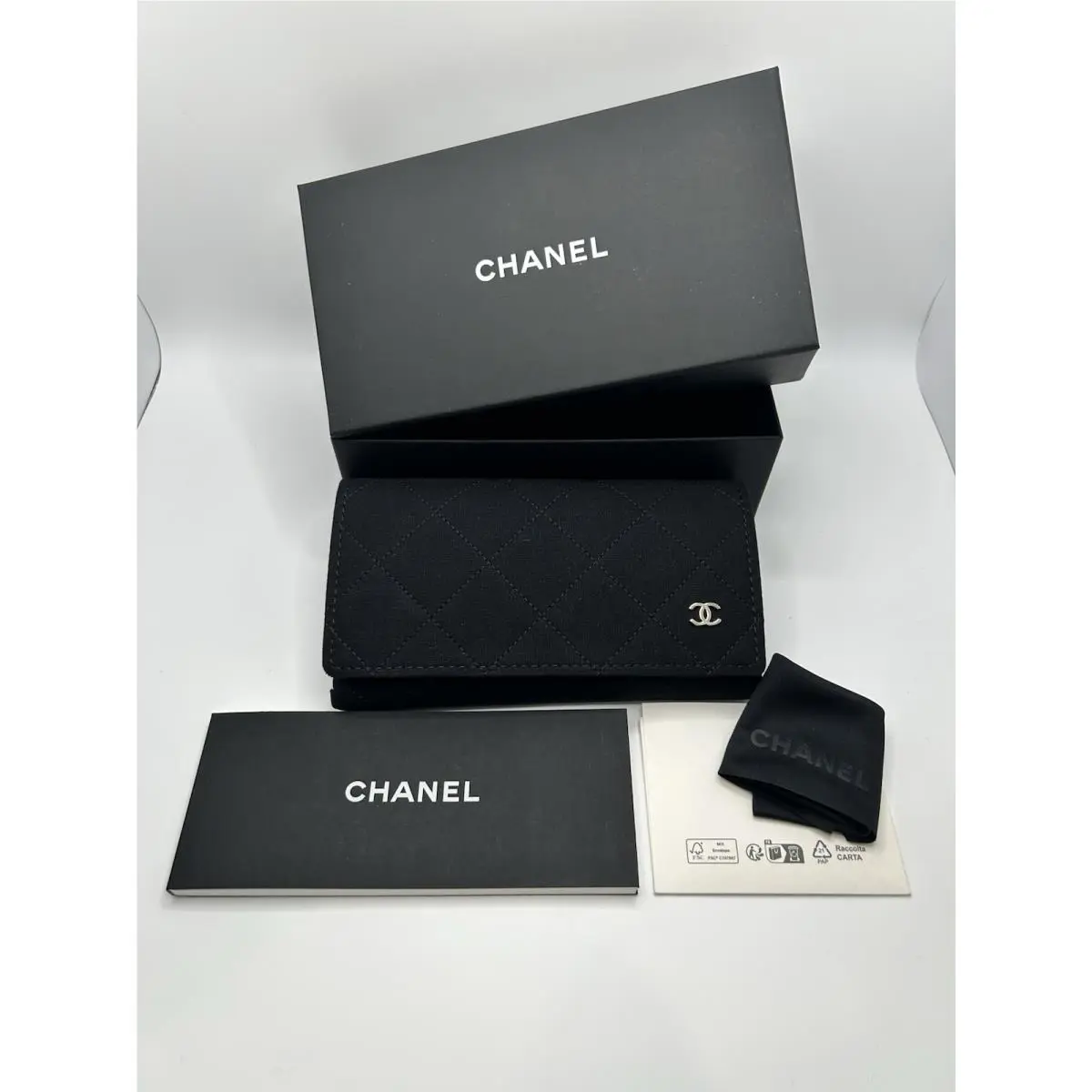 Chanel Black Sunglasses / Eyeglasses Case Soft + Cloth +papers