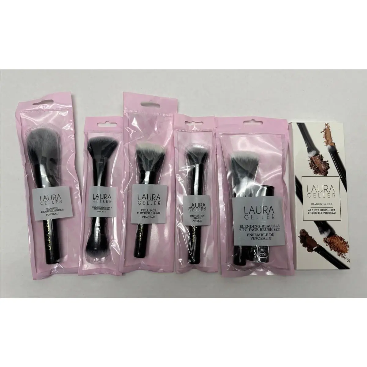 Laura Geller Set of 5 Face Brushes and 4pc Eyeshadow Brushes 85B