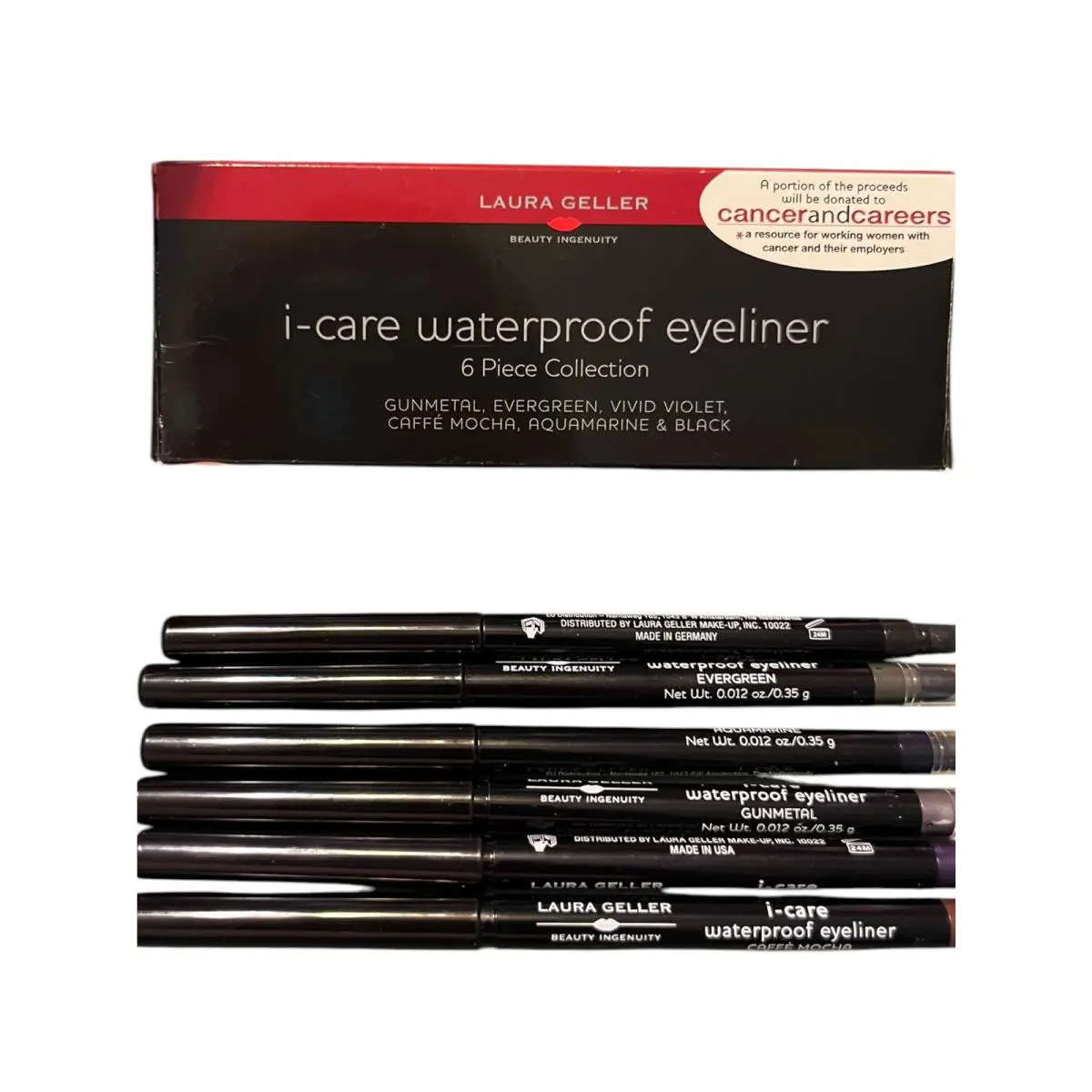 I-care Waterproof Eyeliner Set of 6 Colors Read by Laura Geller