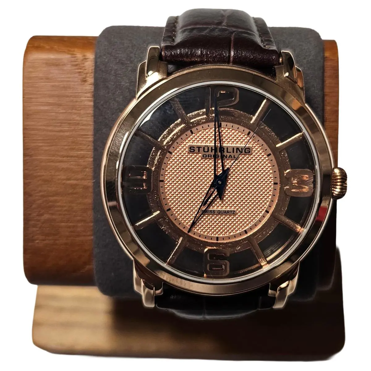 Stuhrling Winchester 360G Swiss Quartz Watch Rose Gold Tone