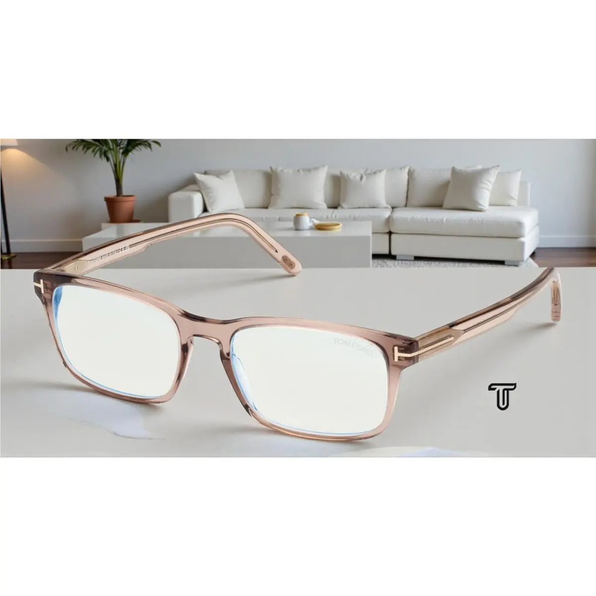 Tom Ford FT5938 B 057 BB Shiny Beige 54 mm Men`s Eyeglasses