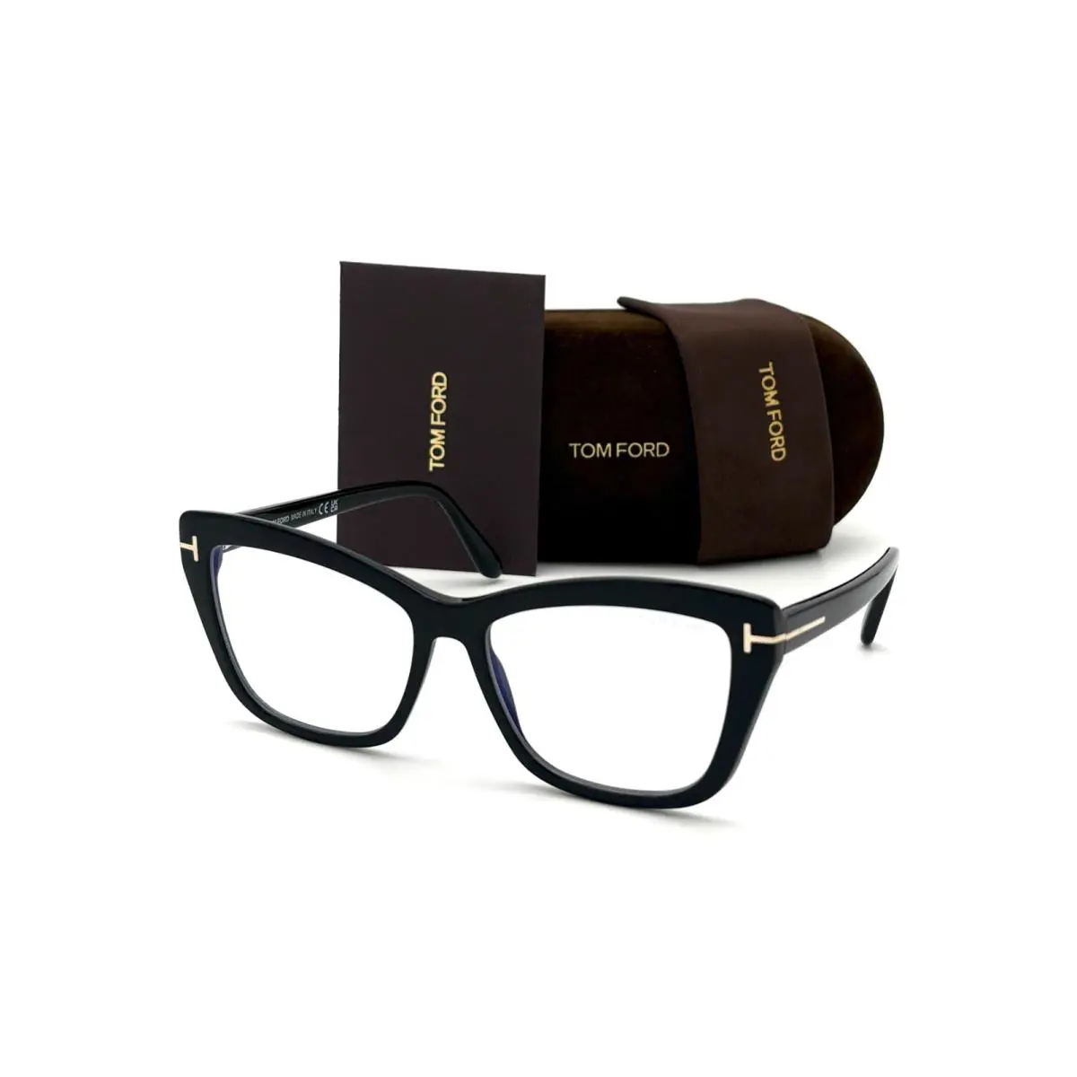 Tom Ford FT5826-B 001 Black / Clear Blue Block 55mm Eyeglasses TF5862